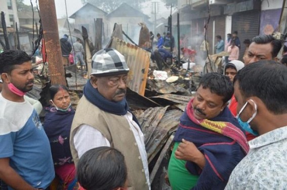 Gol Chakkar Fire Incident : MLA Surajit Dutta visited Affected area, met loss undergoing businessmen 